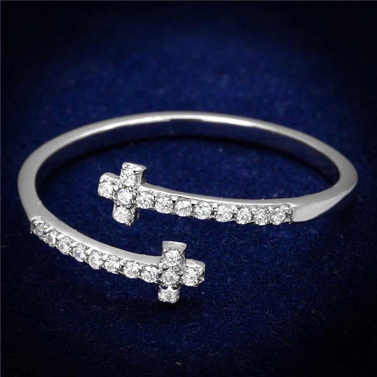 Women Rhodium 925 Sterling Silver Ring with AAA Grade CZ in Clear - Size 9