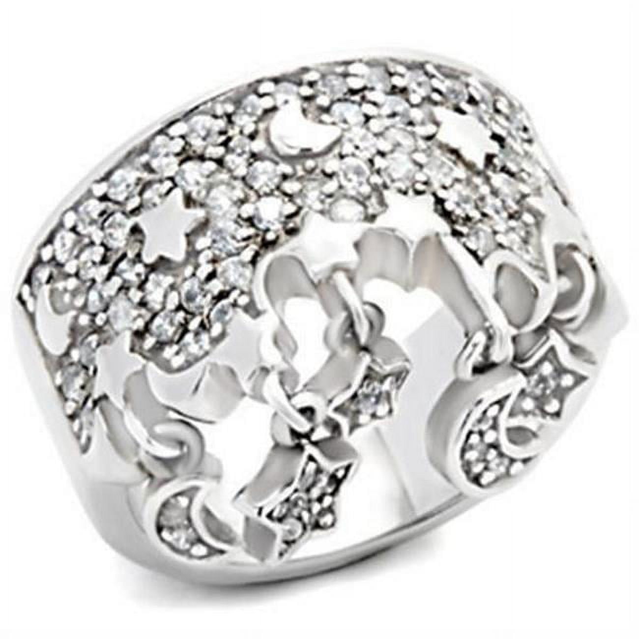Picture of Alamode 8X015-5 Rhodium 925 Sterling Silver Ring with AAA Grade CZ&#44; Clear - Size 5