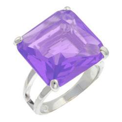 Picture of Alamode 9X030-9 High-Polished 925 Sterling Silver Ring with AAA Grade CZ&#44; Amethyst - Size 9