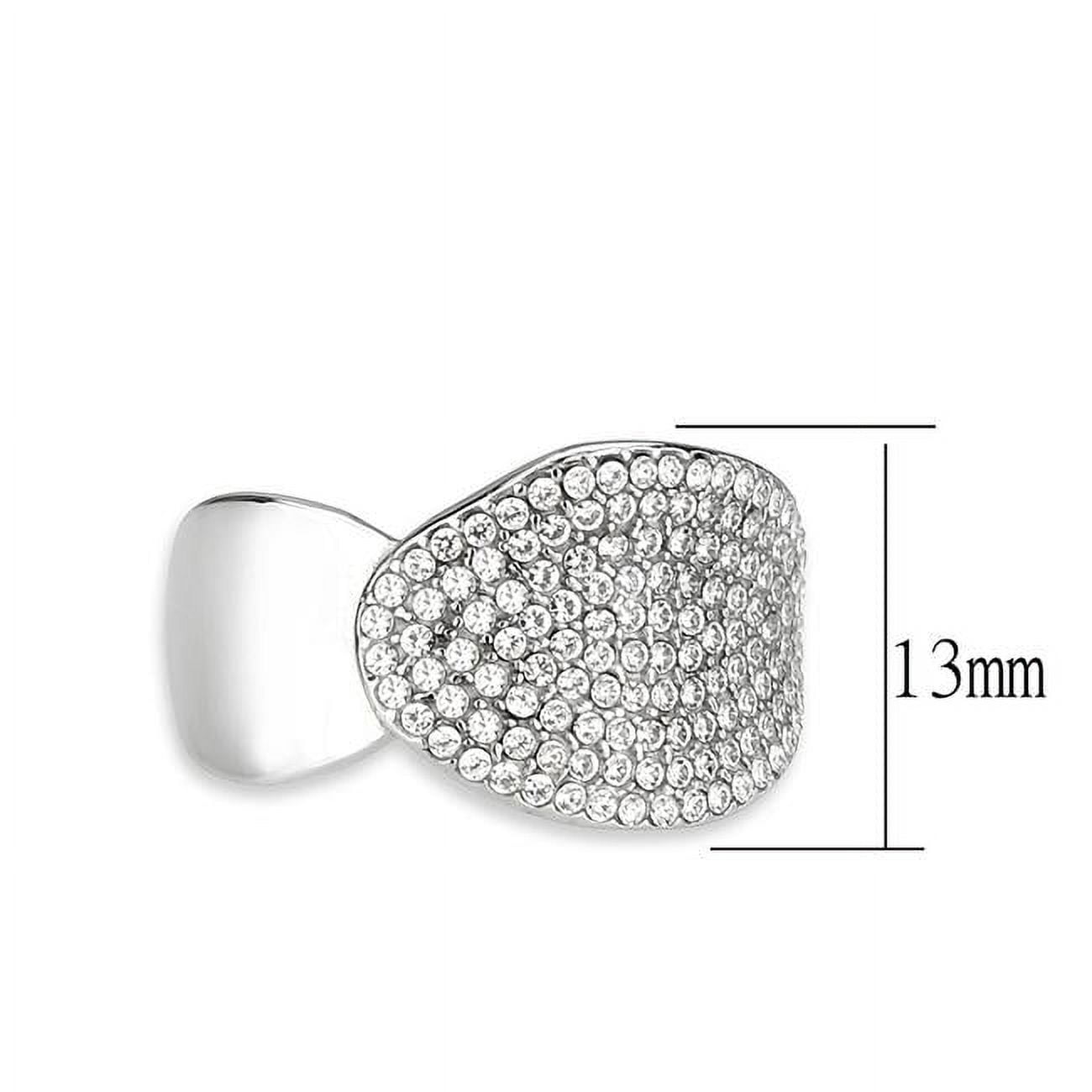 High Polished No Plating Stainless Steel Ring with AAA Grade CZ, Clear - Size 9