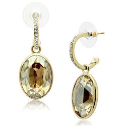 Picture of Alamode GL257 IP Gold Ion Plating Brass Earrings with Top Grade Crystal, Champagne