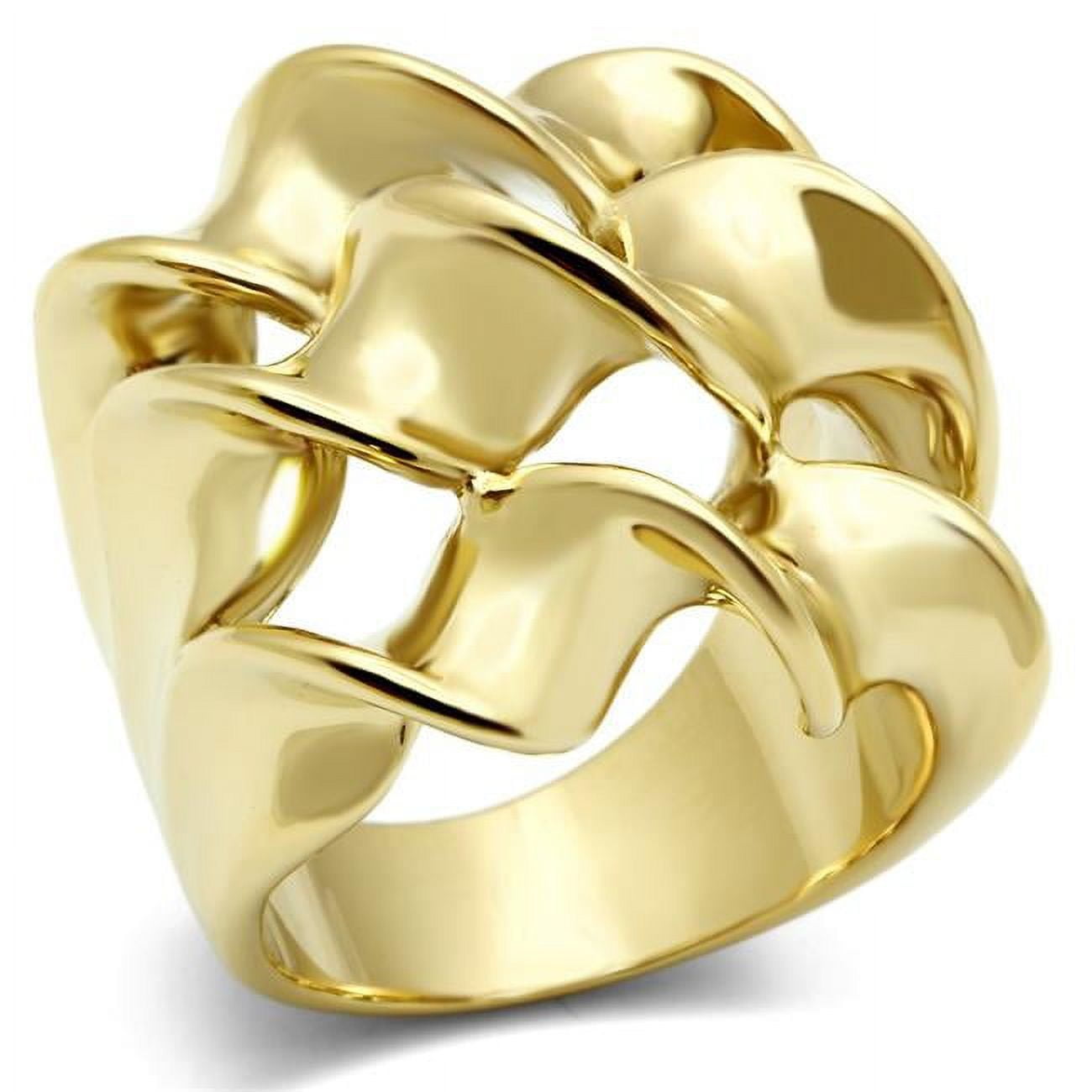 IP Gold Ion Plating Brass Ring with No Stone, Size 7