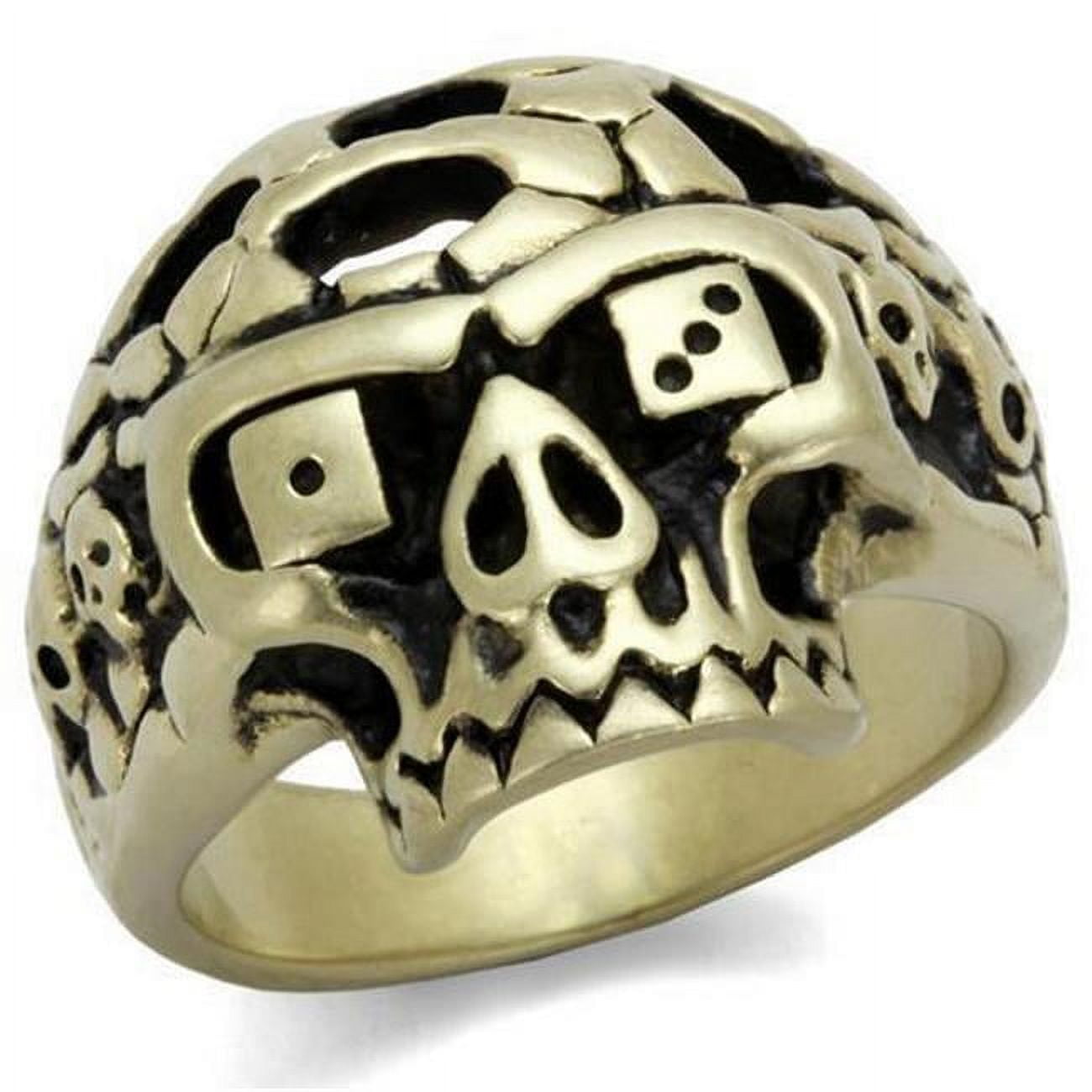 IP Antique Copper Stainless Steel Ring with Epoxy, Jet - Size 10