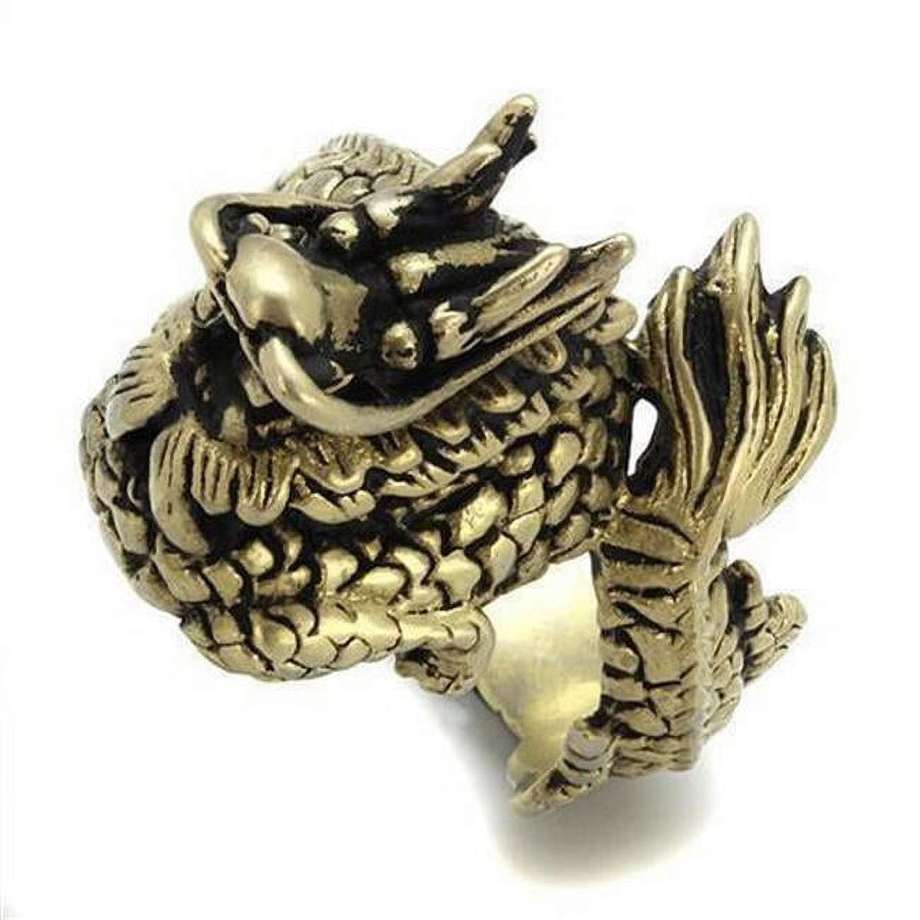 IP Antique Copper Stainless Steel Ring with Epoxy, Jet - Size 10