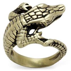 TK2459-10 IP Antique Copper Stainless Steel Ring with Epoxy, Jet - Size 10