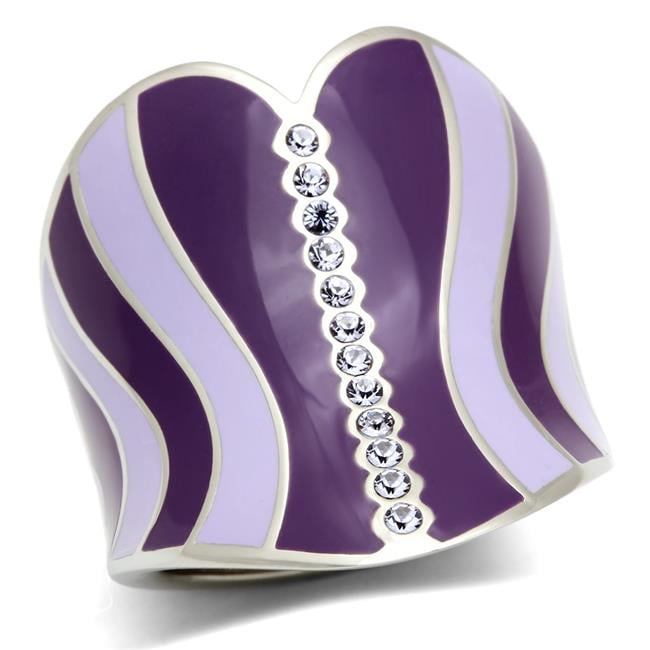 TK262-10 High Polished No Plating Stainless Steel Ring with Top Grade Crystal, Sea Blue - Size 10