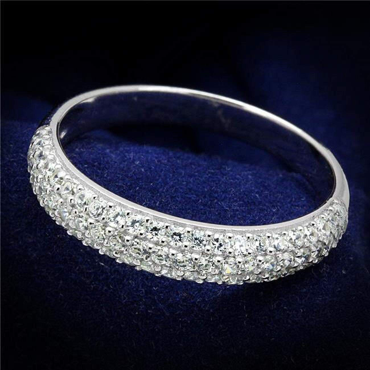 Women Rhodium 925 Sterling Silver Ring with AAA Grade CZ in Clear - Size 9
