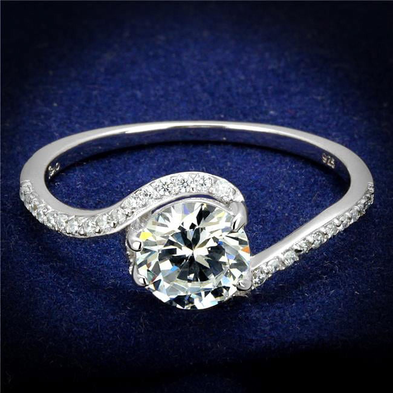 Women Rhodium 925 Sterling Silver Ring with AAA Grade CZ in Clear - Size 8