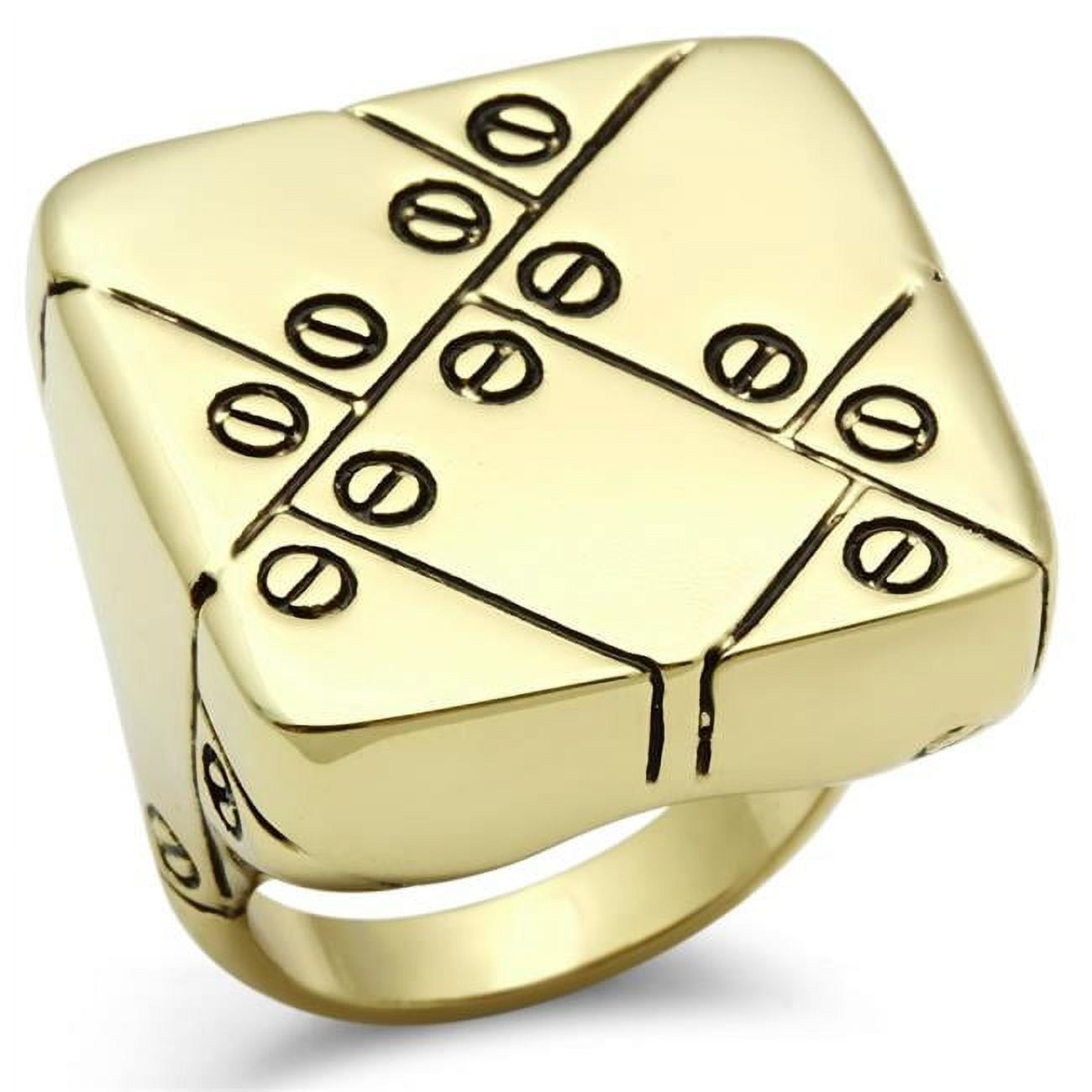 IP Gold Ion Plating Brass Ring with Epoxy, Jet - Size 10