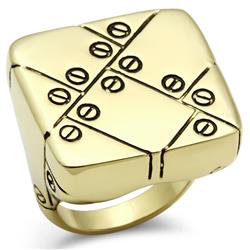 IP Gold Ion Plating Brass Ring with Epoxy, Jet - Size 8
