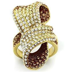 Picture of Alamode GL307-7 IP Gold Ion Plating Brass Ring with Top Grade Crystal, Multi Color - Size 7