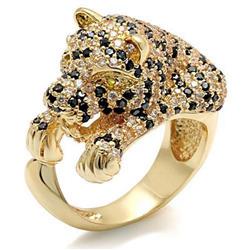 Picture of Alamode LO1480-8 Imitation Gold Brass Ring with Synthetic Glass&#44; Peridot - Size 8