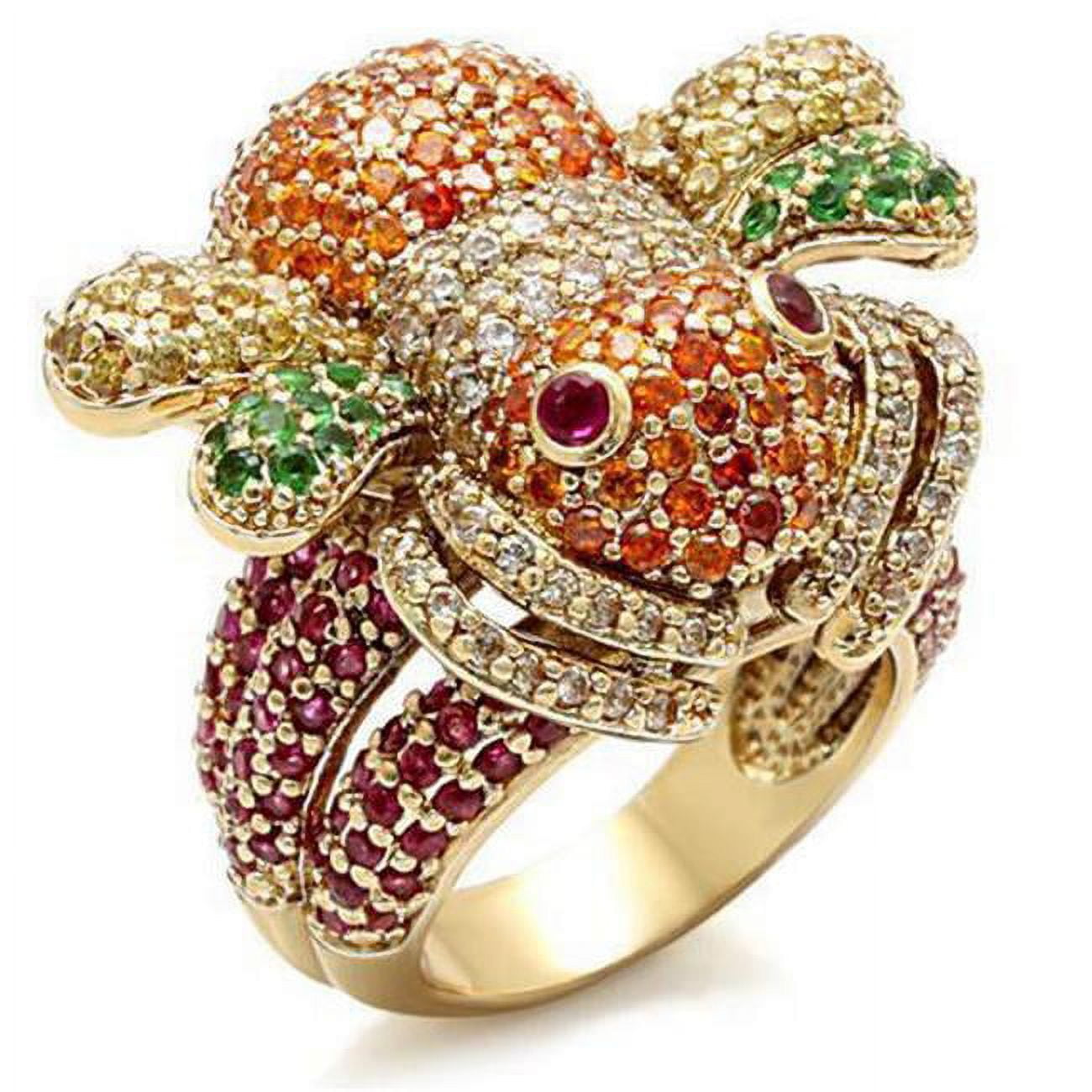 Picture of Alamode LO1603-9 Imitation Gold Brass Ring with Synthetic Corundum, Ruby - Size 9