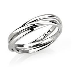 TK3743-6 High Polished Stainless Steel Interlocking Ring, Size 6