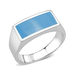TK3770-8 High Polished No Plating Stainless Steel Ring with Epoxy, Sea Blue - Size 8