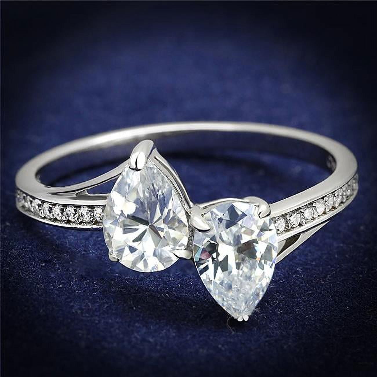 Women Rhodium 925 Sterling Silver Ring with AAA Grade CZ in Clear - Size 7
