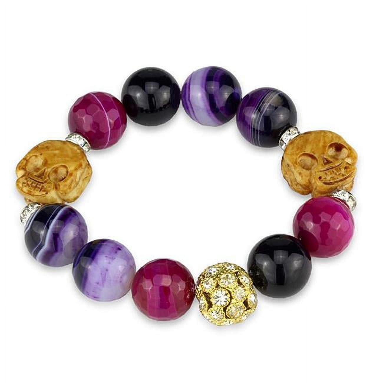 Picture of Alamode LO3775-7.5 7.5 in. Gold & Rhodium Brass Bracelet with Synthetic Onyx&#44; Multi Color