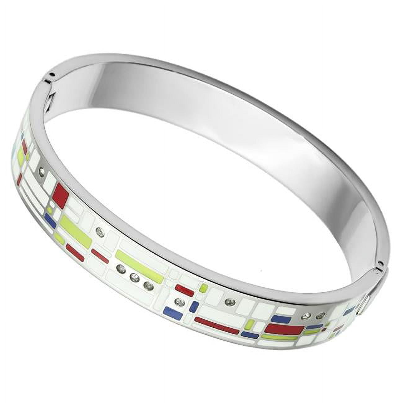 Picture of Alamode TK782-8 8 in. High Polished No Plating Stainless Steel Bangle with Top Grade Crystal, Clear
