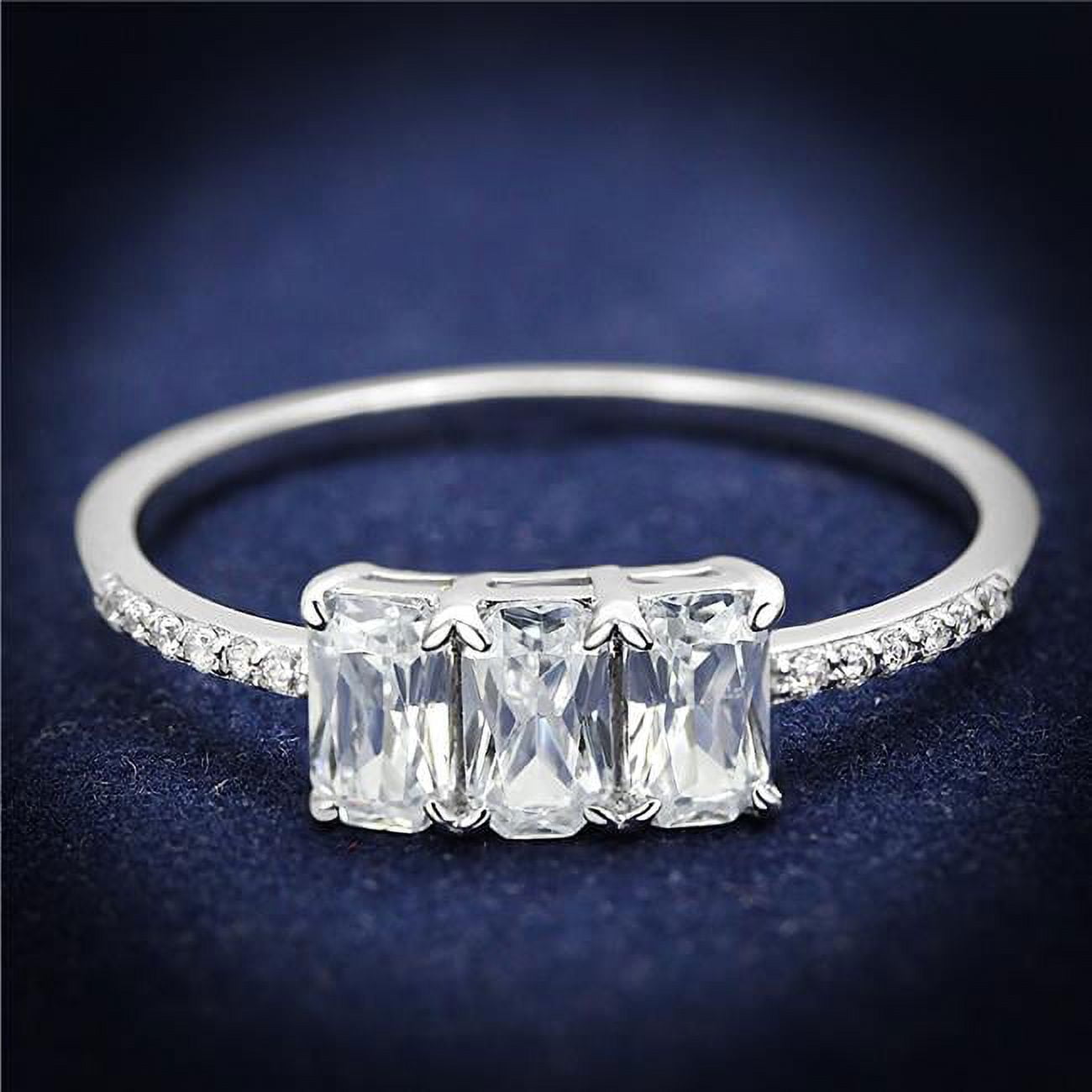 Women Rhodium 925 Sterling Silver Ring with AAA Grade CZ in Clear - Size 6