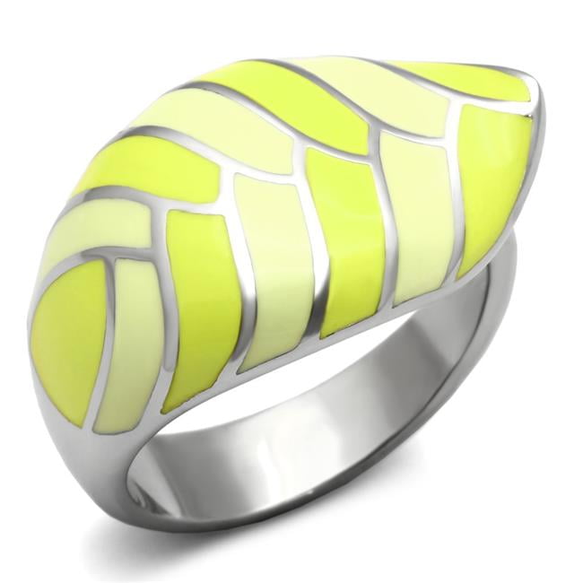 High Polished No Plating Stainless Steel Ring with Epoxy, Multi Color - Size 6