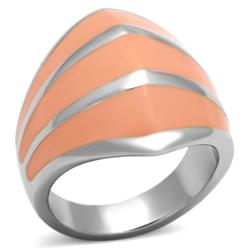High Polished No Plating Stainless Steel Ring with Epoxy, Orange - Size 9