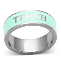 High Polished No Plating Stainless Steel Ring with Epoxy, Turquoise - Size 8