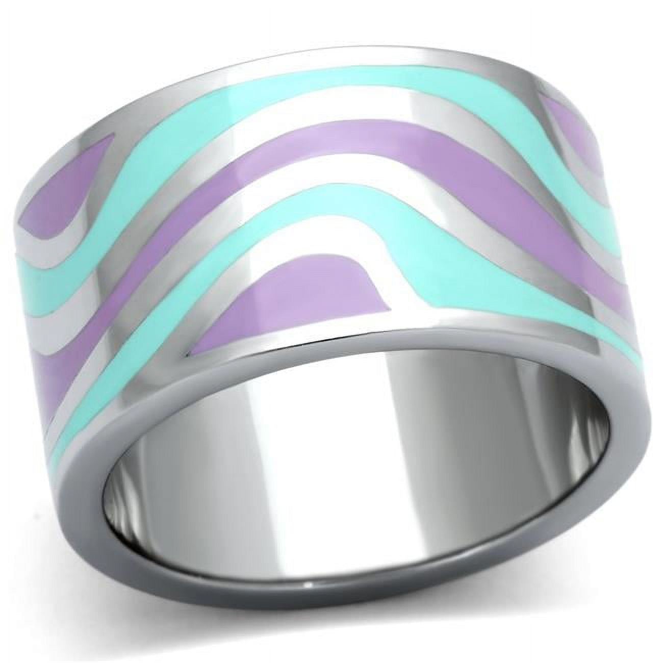 High Polished No Plating Stainless Steel Ring with Epoxy, Multi Color - Size 8