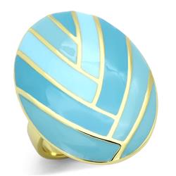 IP Gold Ion Plating Stainless Steel Ring with Epoxy, Multi Color - Size 7