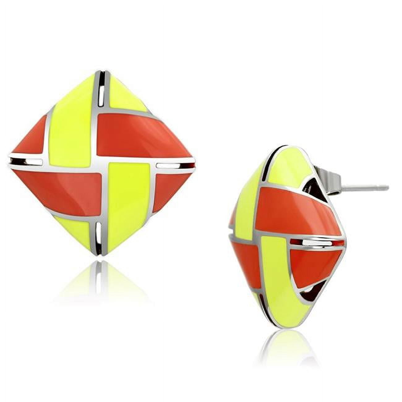 Picture of Alamode TK897 High Polished No Plating Stainless Steel Earrings with Epoxy&#44; Multi Color