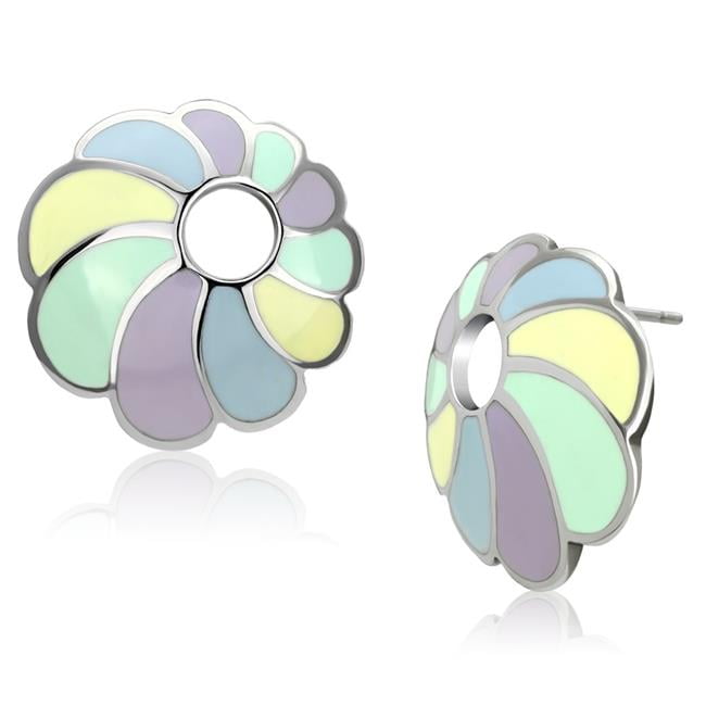 Picture of Alamode TK905 High Polished No Plating Stainless Steel Earrings with Epoxy, Multi Color