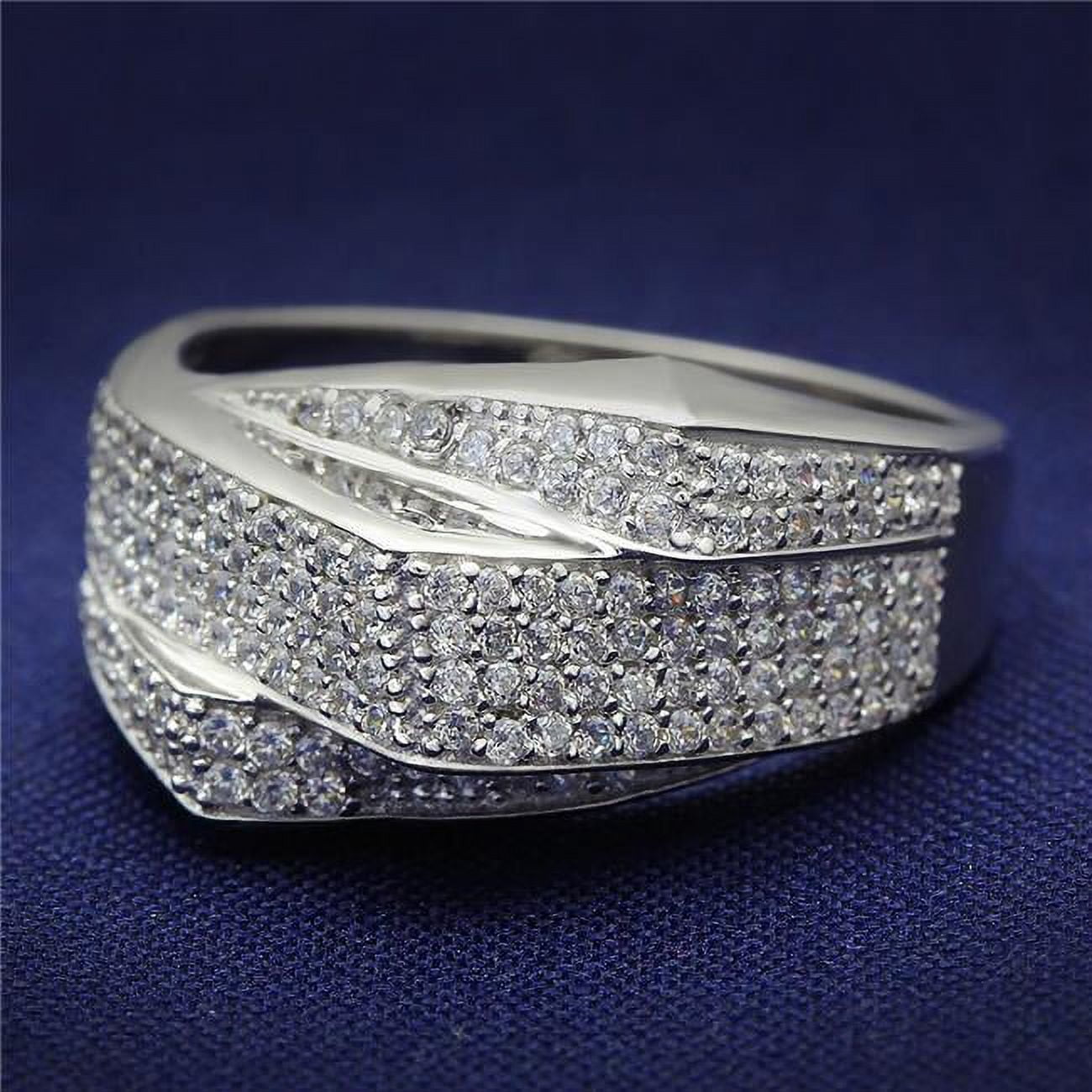 Rhodium 925 Sterling Silver Ring with AAA Grade CZ, Clear - Size 6