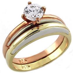 Picture of Alamode LOAS1038-5 Tricolor 925 Sterling Silver Ring with AAA Grade CZ&#44; Clear - Size 5