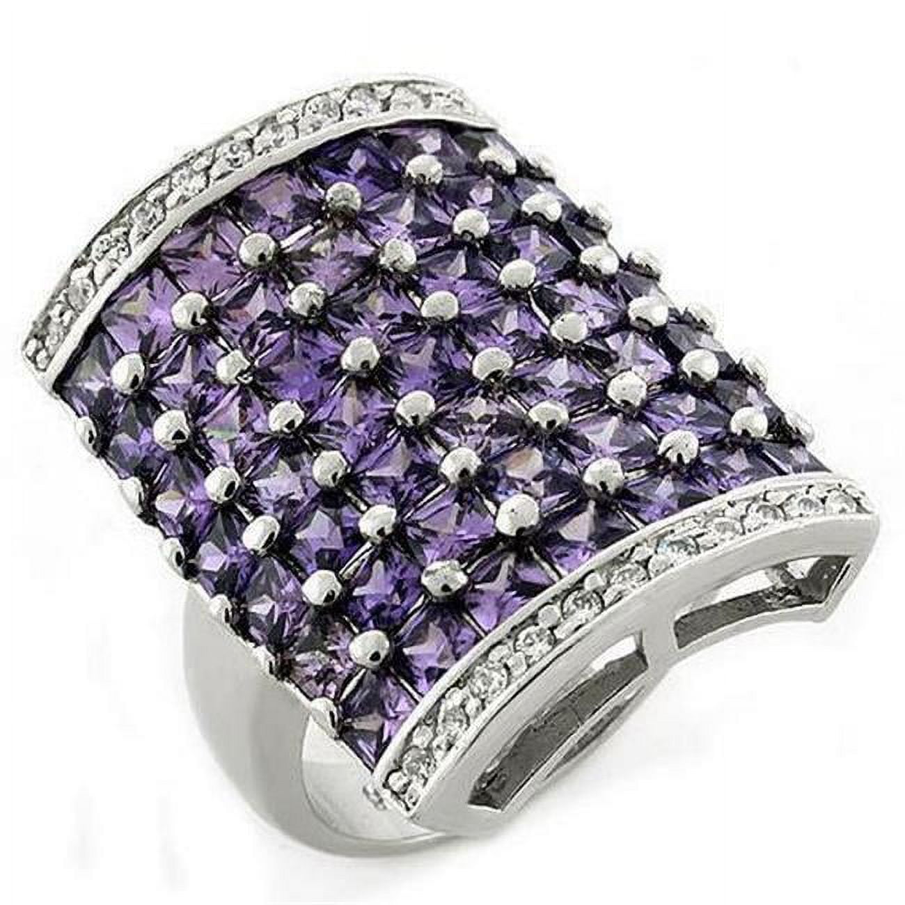 Picture of Alamode LOAS1063-8 Rhodium 925 Sterling Silver Ring with AAA Grade CZ&#44; Amethyst - Size 8
