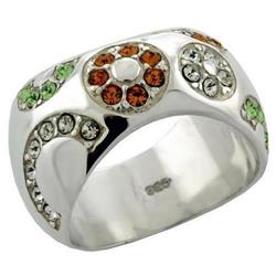 Picture of Alamode LOAS1073-9 High-Polished 925 Sterling Silver Ring with Top Grade Crystal&#44; Multi Color - Size 9