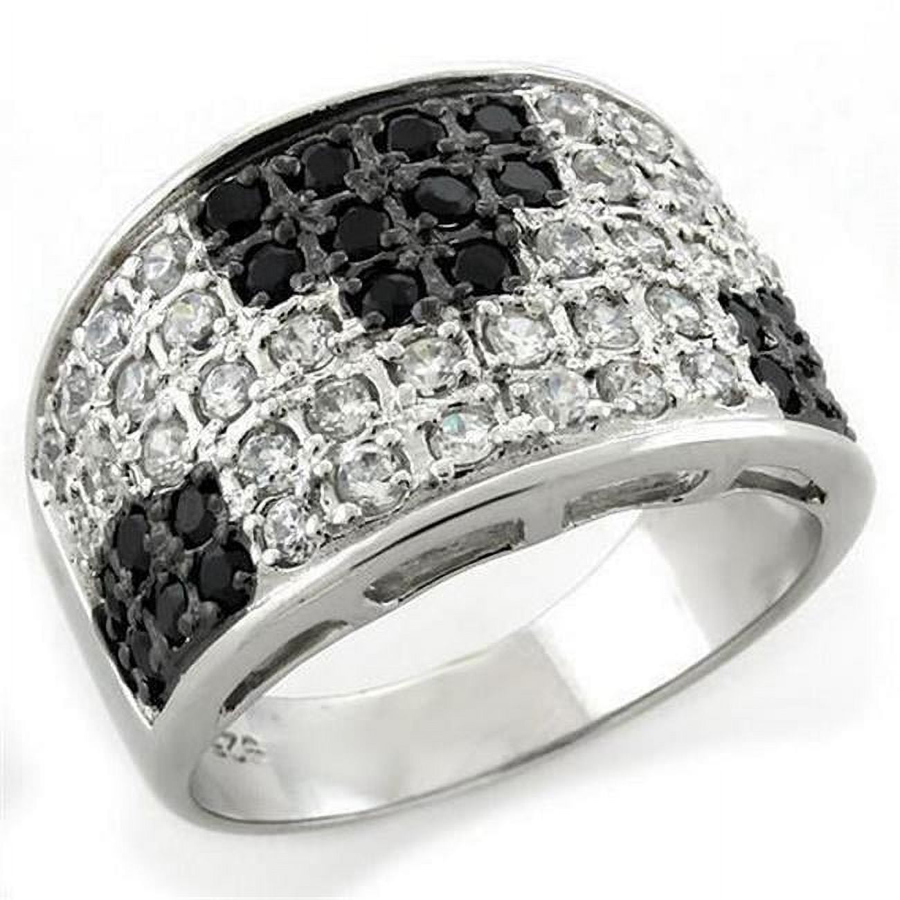 Picture of Alamode LOAS1088-8 IP Black Ion Plating 925 Sterling Silver Ring with AAA Grade CZ&#44; Jet - Size 8