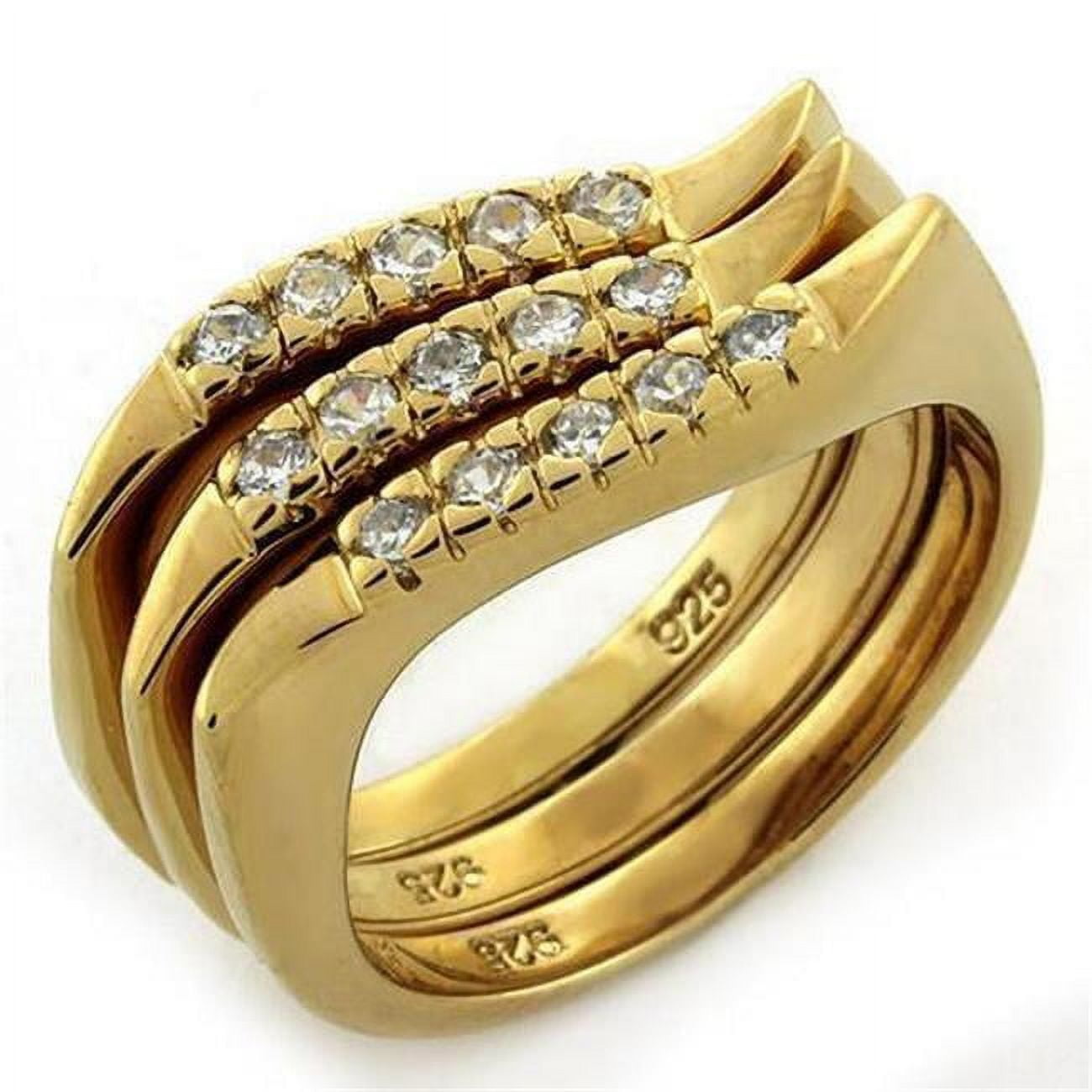 Picture of Alamode LOAS1150-7 Gold 925 Sterling Silver Ring with AAA Grade CZ&#44; Clear - Size 7