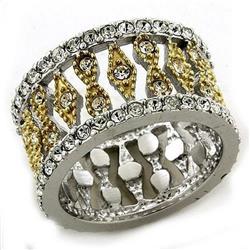 Picture of Alamode LOAS1194-9 Gold & Rhodium 925 Sterling Silver Ring with Top Grade Crystal&#44; Clear - Size 9
