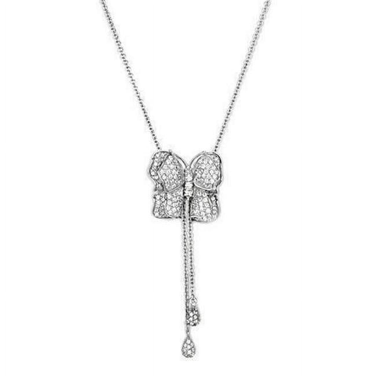 Picture of Alamode LOS608-18 18 in. Silver 925 Sterling Silver Necklace with AAA Grade CZ, Clear