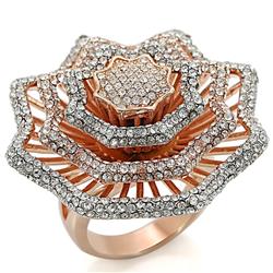 Picture of Alamode 1W023-8 Rose Gold & Rhodium Brass Ring with Top Grade Crystal&#44; Clear - Size 8