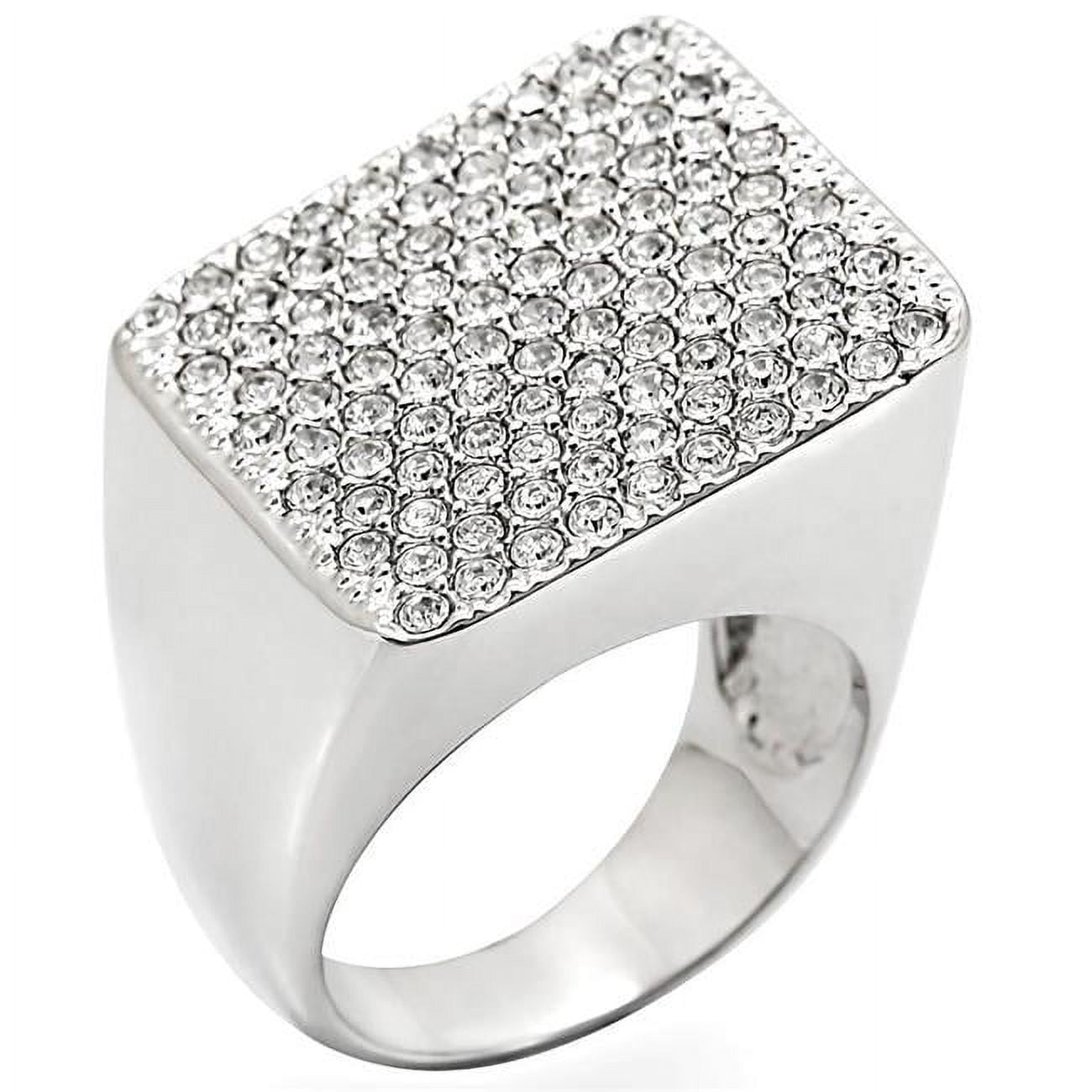 Picture of Alamode 1W035-9 Rhodium Brass Ring with Top Grade Crystal, Clear - Size 9