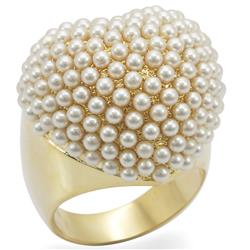 Gold Brass Ring with Synthetic Stone, Citrine Yellow - Size 9