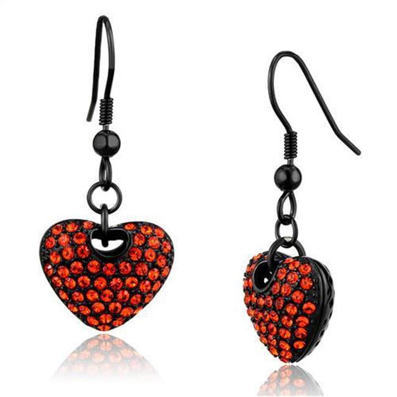 Women IP Black Stainless Steel Earrings with Top Grade Crystal in Orange