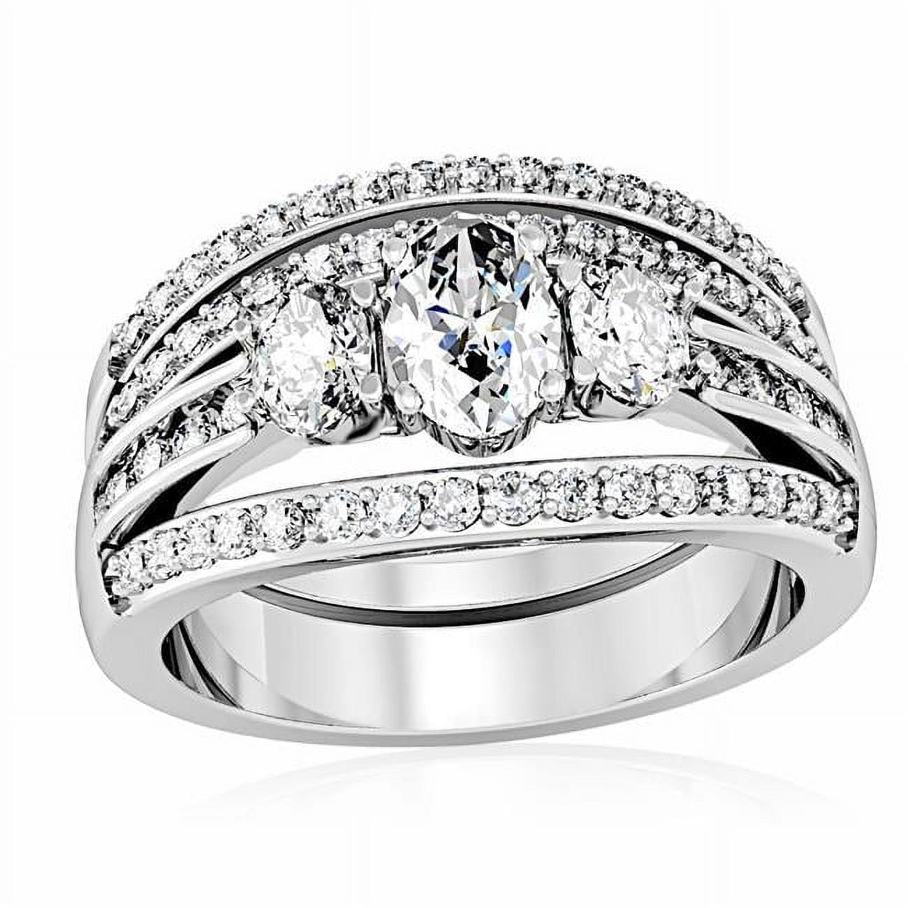 Rhodium Brass Ring with AAA Grade CZ, Clear - Size 10
