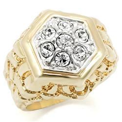 Picture of Alamode 2W037-12 Gold & Rhodium Brass Ring with Top Grade Crystal&#44; Clear - Size 12