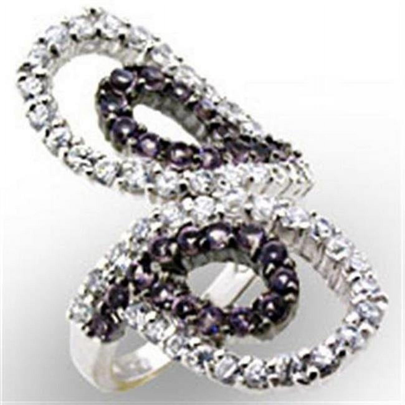 Picture of Alamode 32518-7 High-Polished 925 Sterling Silver Ring with AAA Grade CZ&#44; Amethyst - Size 7