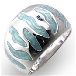 Picture of Alamode 34205-6 High-Polished 925 Sterling Silver Ring with Epoxy&#44; Sea Blue - Size 6