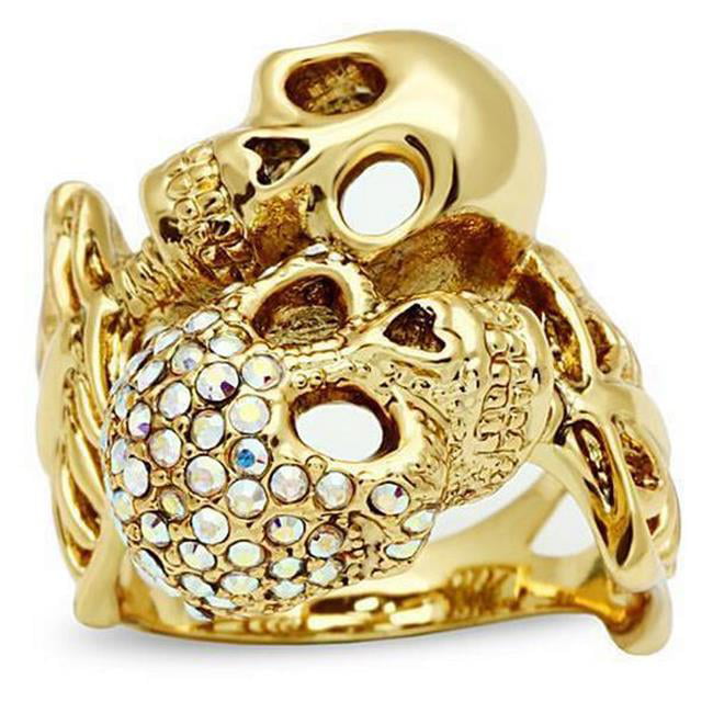 Picture of Alamode 3W007-11 Gold White Metal Ring with Top Grade Crystal, Rainbow Effect Aurora Borealis - Size 11