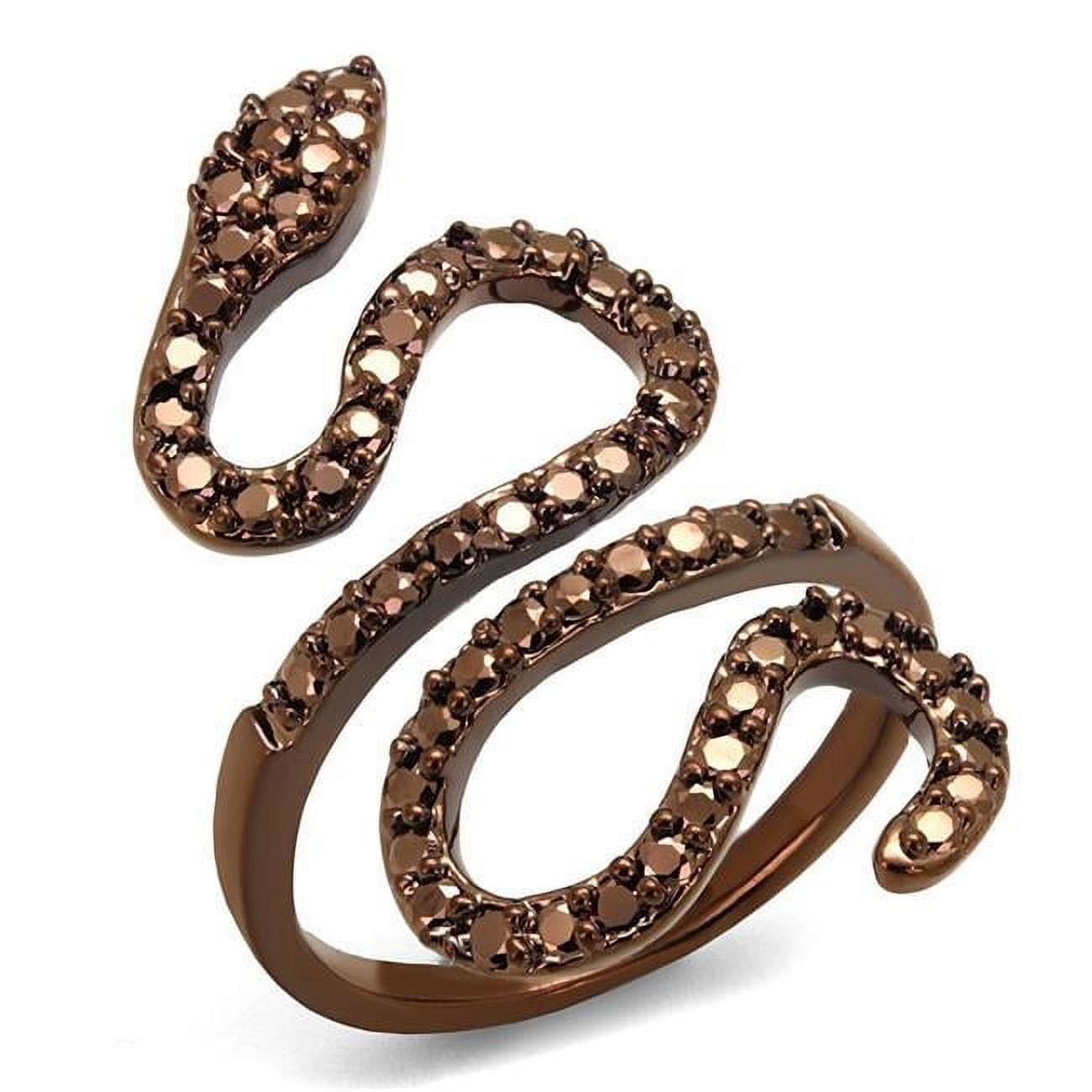 IP Coffee Light Brass Ring with AAA Grade CZ, Light Coffee - Size 9