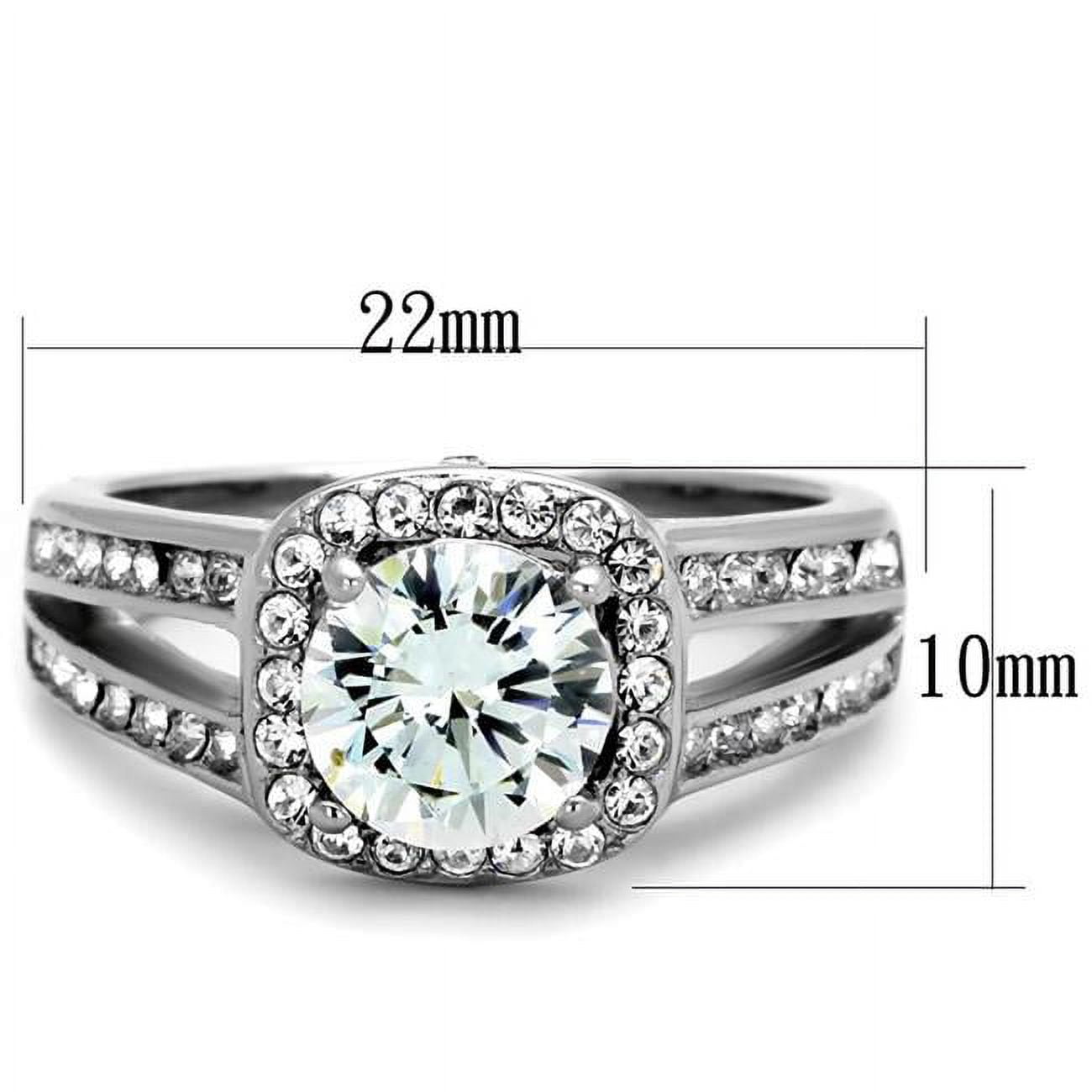 TK2043-6 High Polished No Plating Stainless Steel Ring with AAA Grade CZ in Clear - Size 6