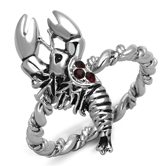 Picture of Alamode 3W563-7 Rhodium Brass Ring with Top Grade Crystal, Siam - Size 7